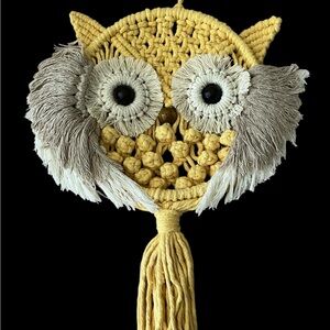 HANDMADE MACRAME OWL WALL HANGING – BOHO FIBER ART DECOR